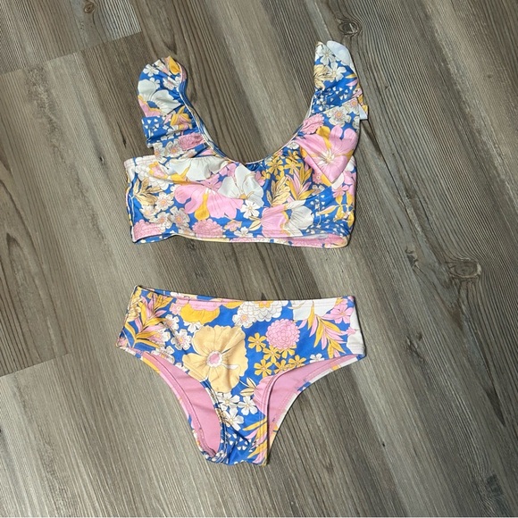 Member's Mark Other - 3/$20 Tropical Floral Kids Bikini Set - Blue and Pink